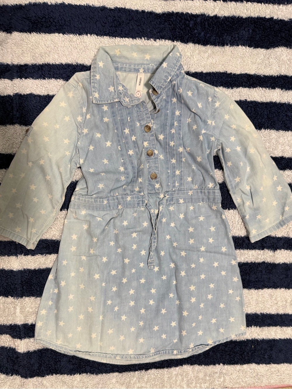 Light Wash Star Print Denim Shirt Dress